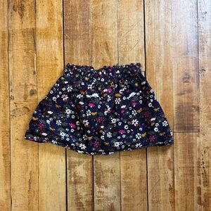 Wonder Nation Navy blue Floral Skirt 4T corduroy cotton